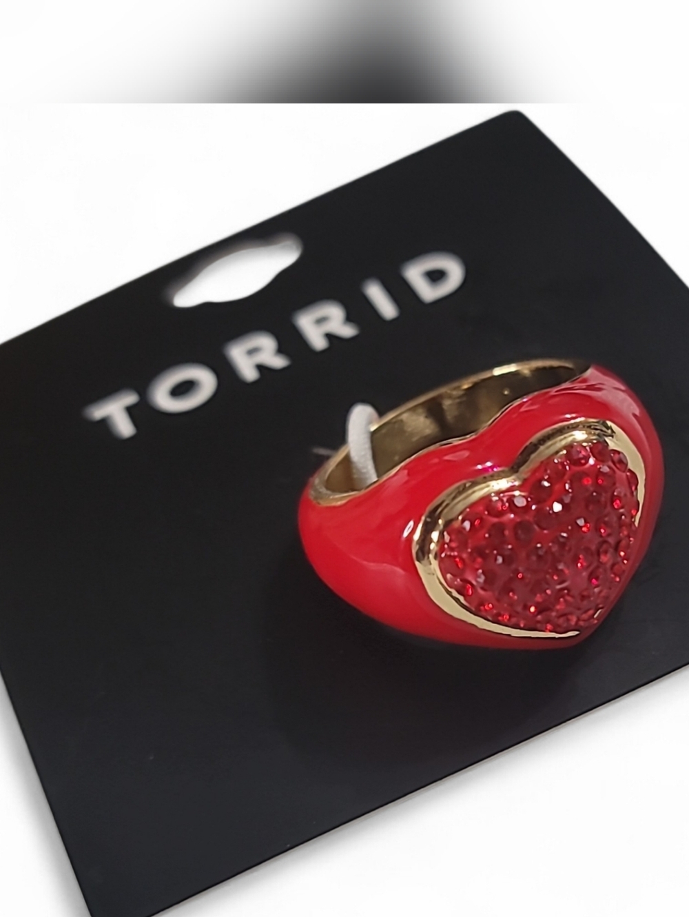 Torrid Red Enamel Heart Ring with Gold Accents Sz 11 NWT